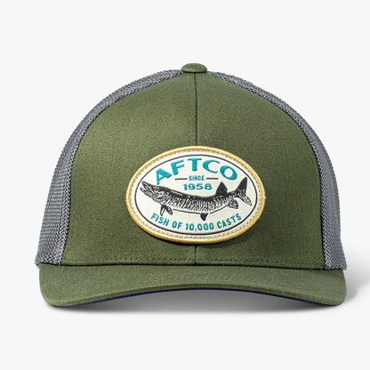AFTCO Thrasher Fishing Trucker Hat Olive