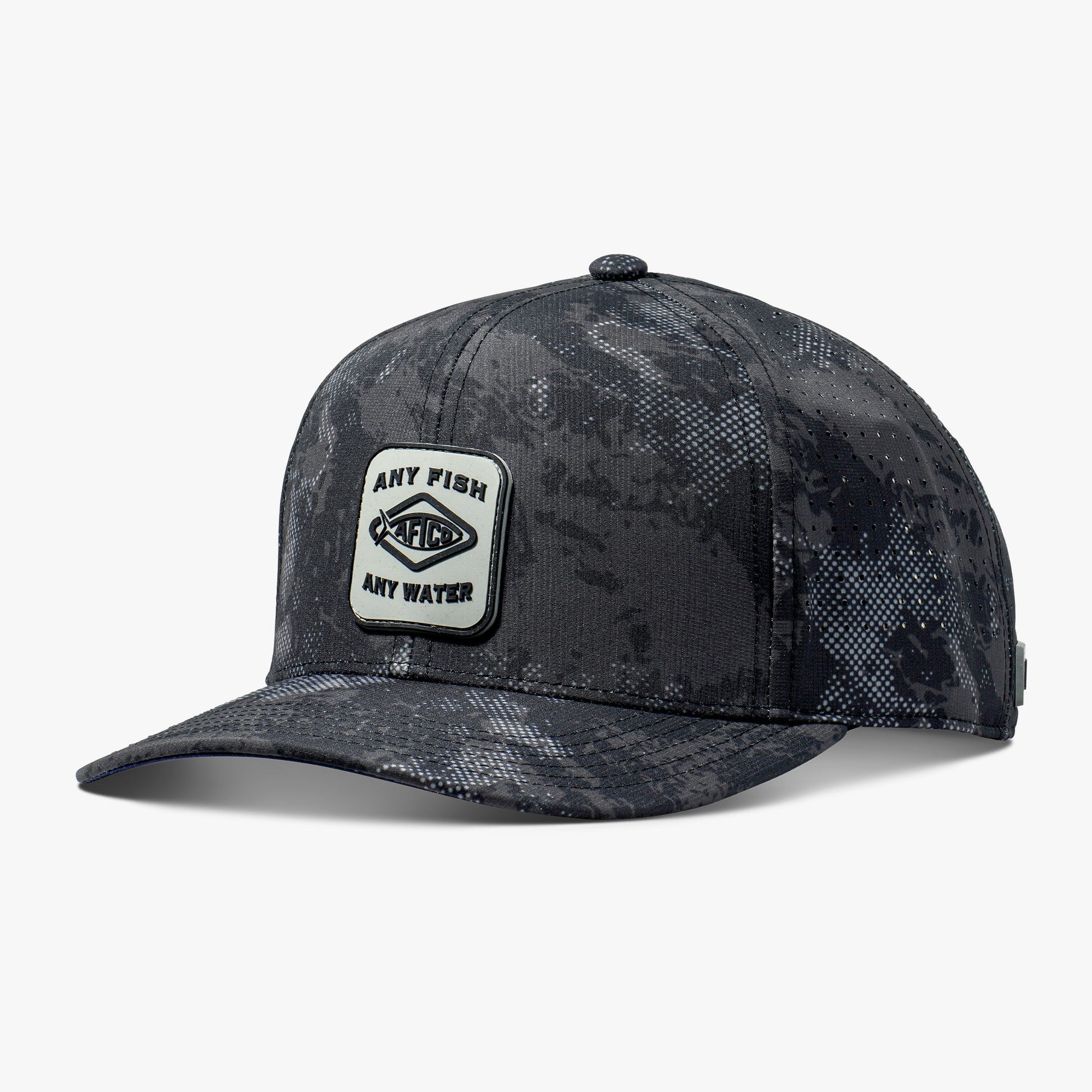 AFTCO Flippin' Tech Fishing Hat Black Storm Camo