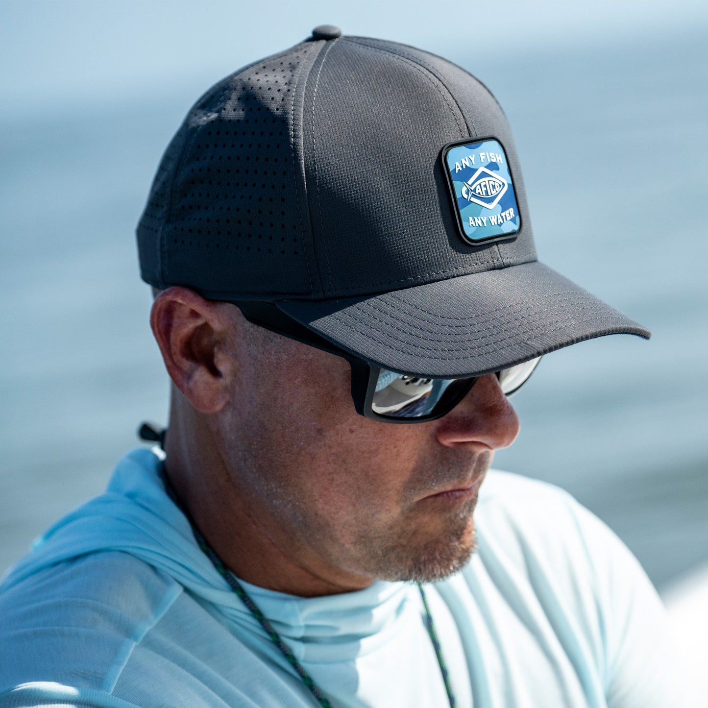 AFTCO Flippin' Tech Fishing Hat Black Storm Camo