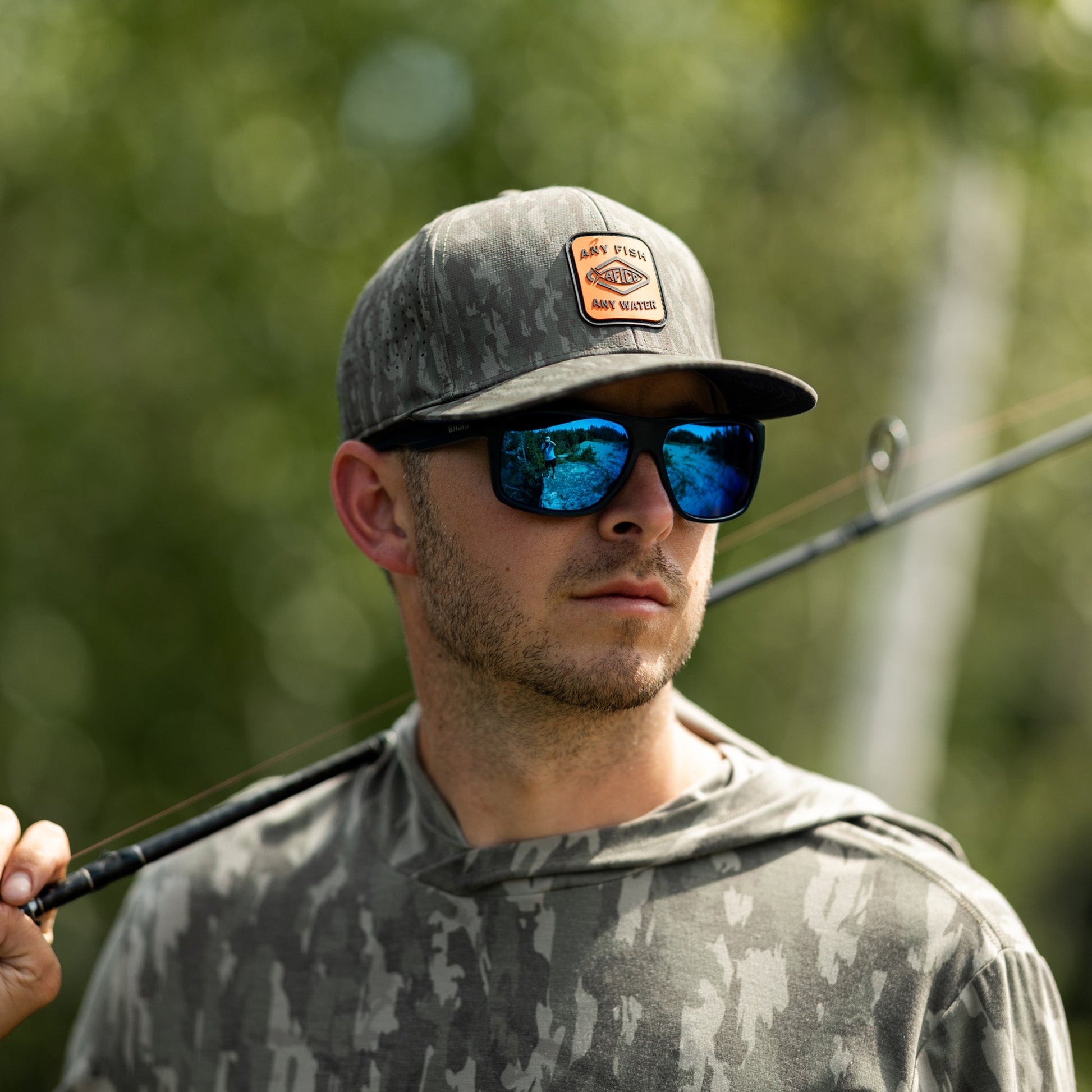 AFTCO Flippin' Tech Fishing Hat Black Storm Camo