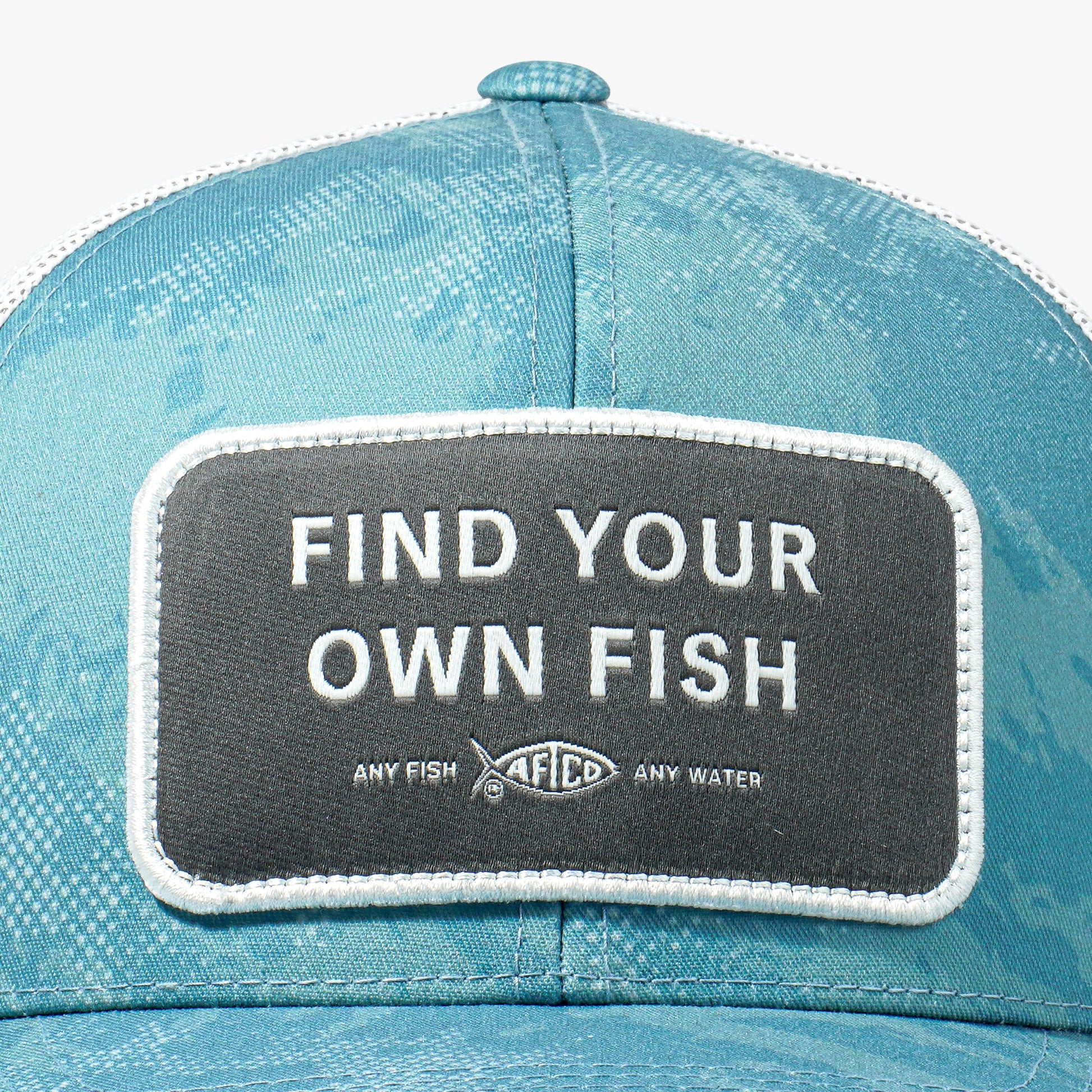 AFTCO Find Your Own Fish Trucker Hat Dusk Storm Camo