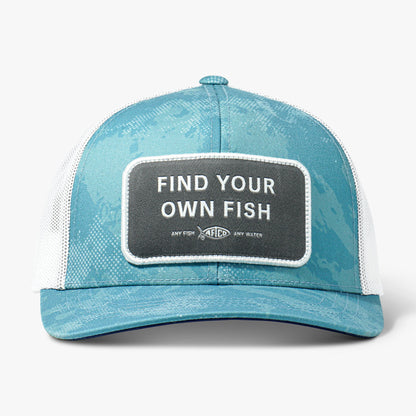 AFTCO Find Your Own Fish Trucker Hat Dusk Storm Camo