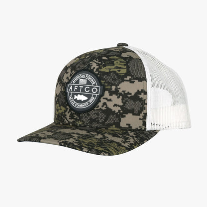AFTCO Bass Patch Trucker Hat Green Camo