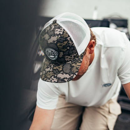 AFTCO Bass Patch Trucker Hat Green Camo