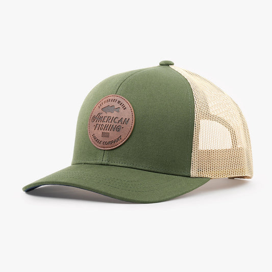 AFTCO Lemonade Leather Trucker Hat Olive