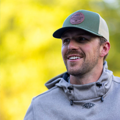AFTCO Lemonade Leather Trucker Hat Olive