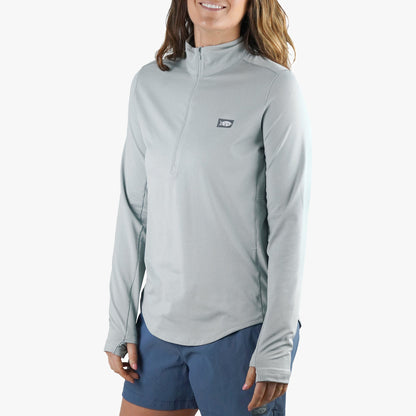 AFTCO Women's Mojeaux 1/4 Zip Performance Shirt Harbor Gray Heather