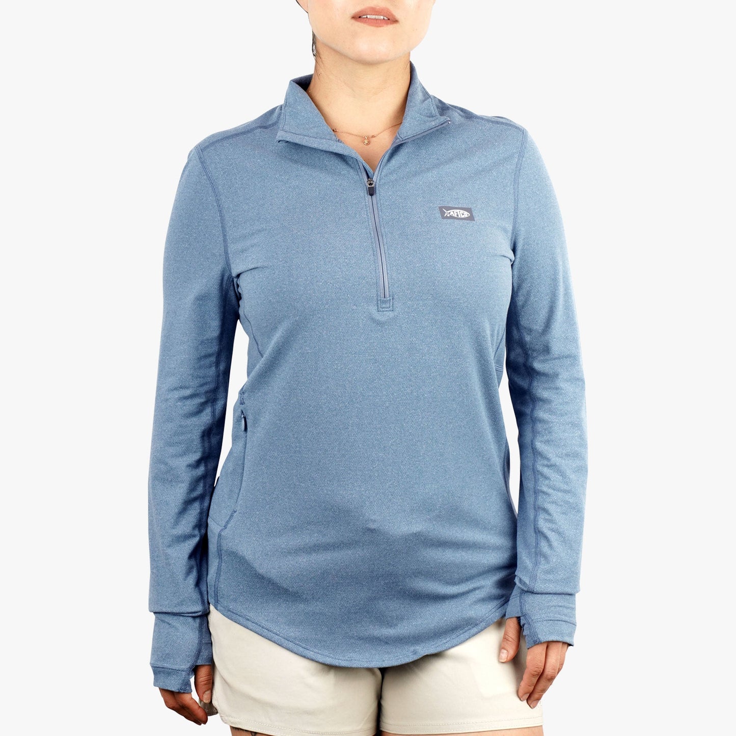 AFTCO Women's Mojeaux 1/4 Zip Performance Shirt Harbor Gray Heather