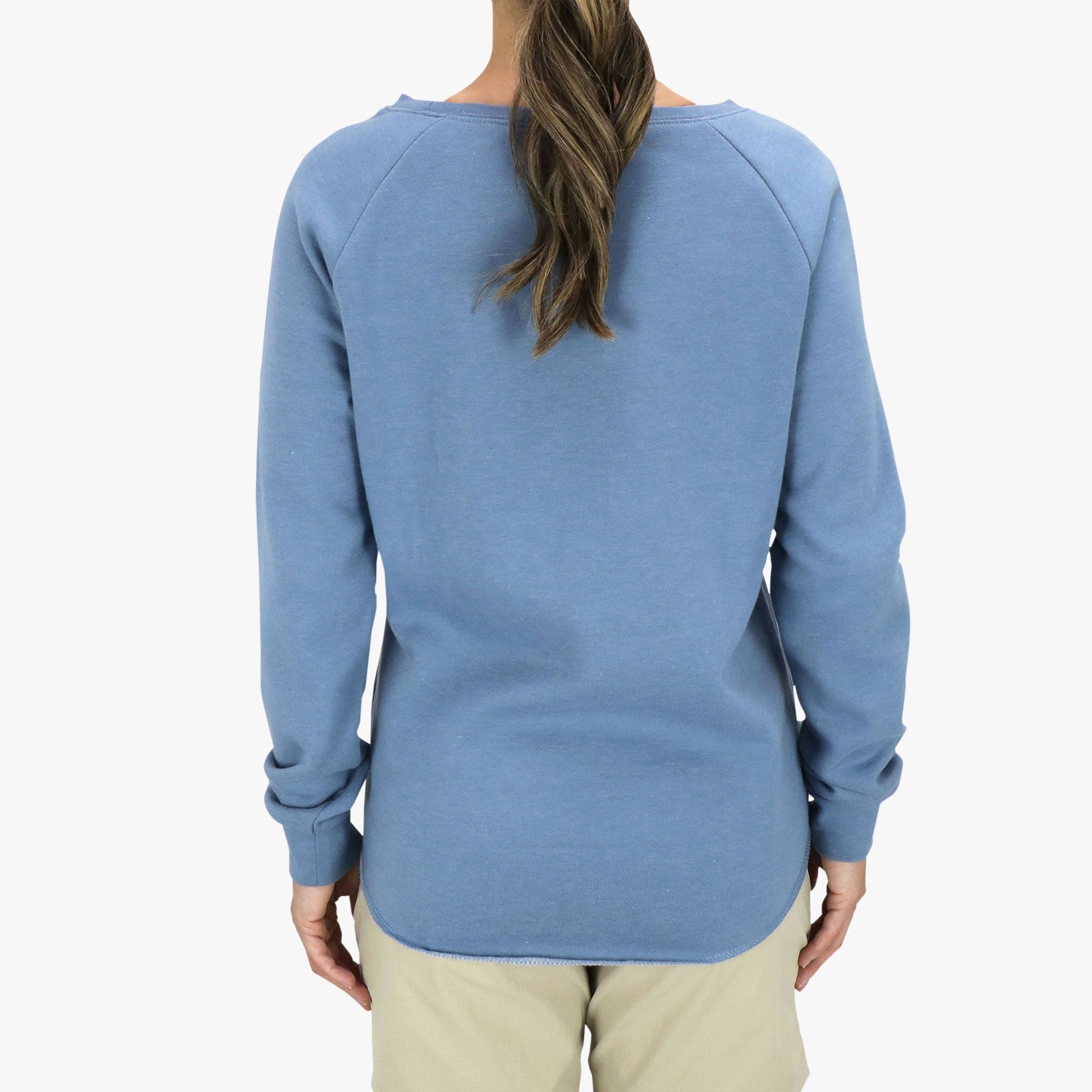 AFTCO Women's Whiskey Crewneck Fleece Light Blue