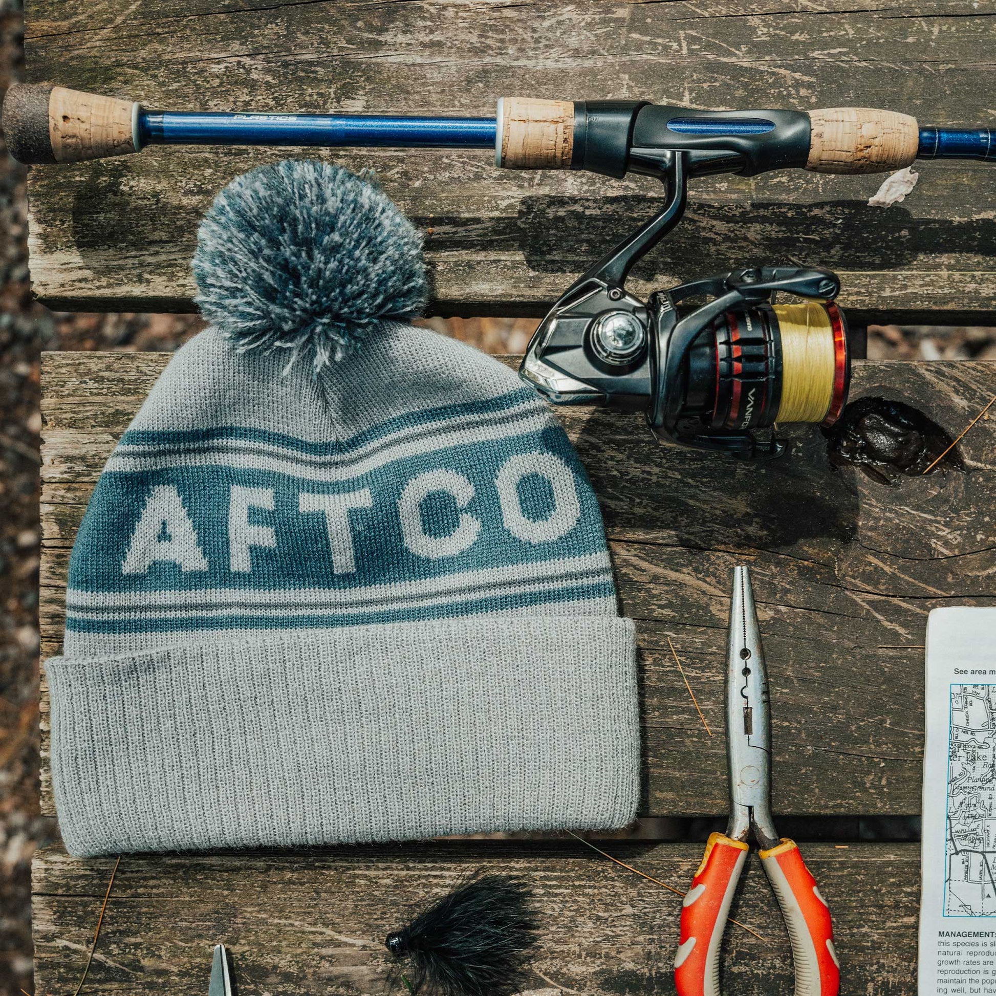 AFTCO Women's OG Pom Beanie Light Gray