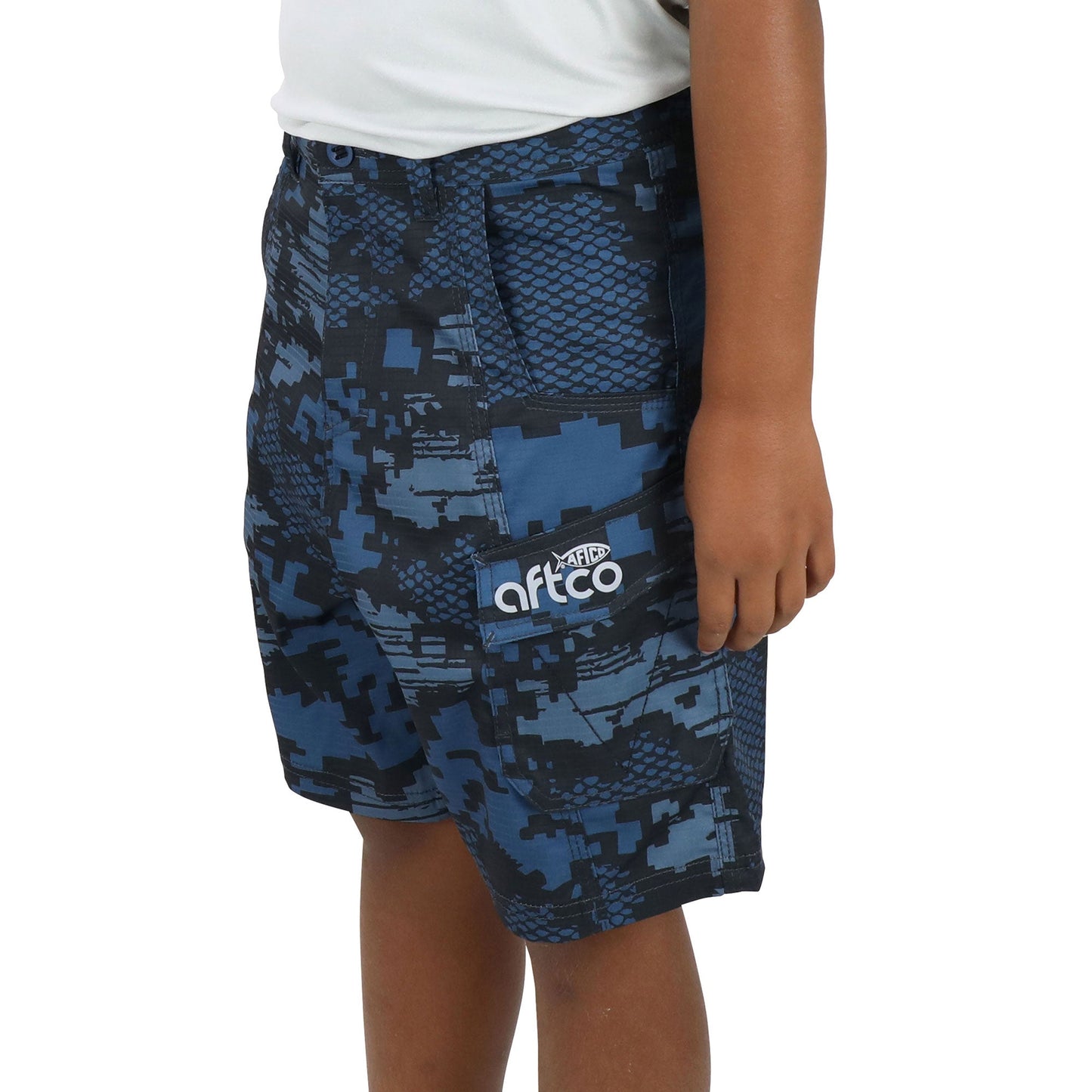 AFTCO Youth Tactical Shorts Navy Digi Camo