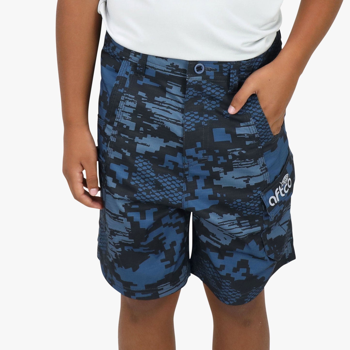 AFTCO Youth Tactical Shorts Navy Digi Camo