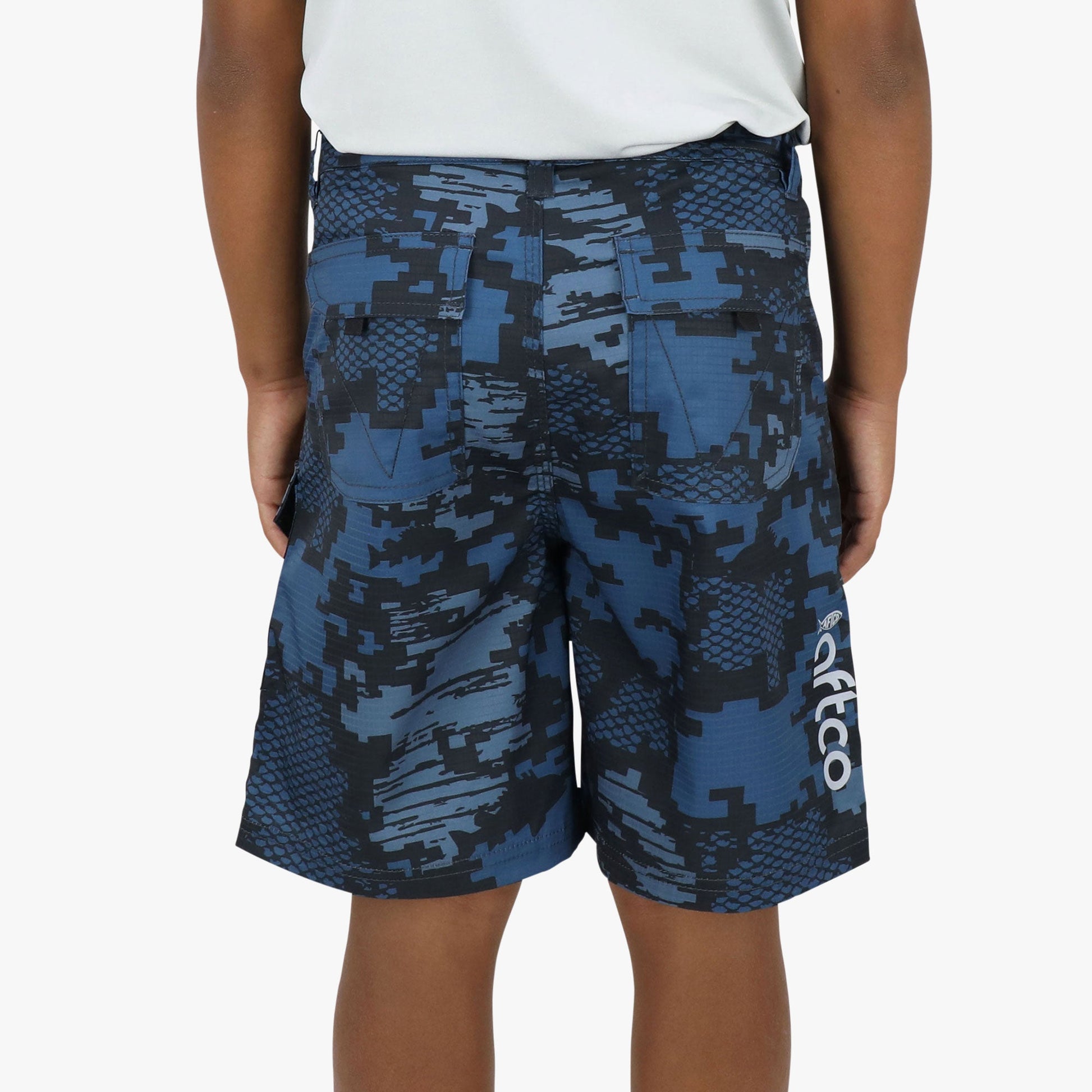 AFTCO Youth Tactical Shorts Navy Digi Camo