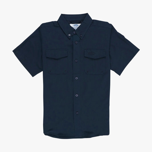AFTCO Youth Rangle Short Sleeve Woven Tech Tees Navy