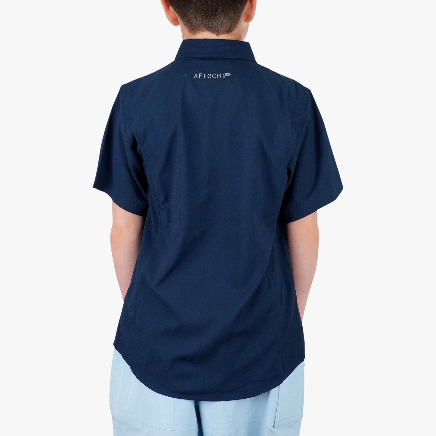 AFTCO Youth Rangle Short Sleeve Woven Tech Tees Navy