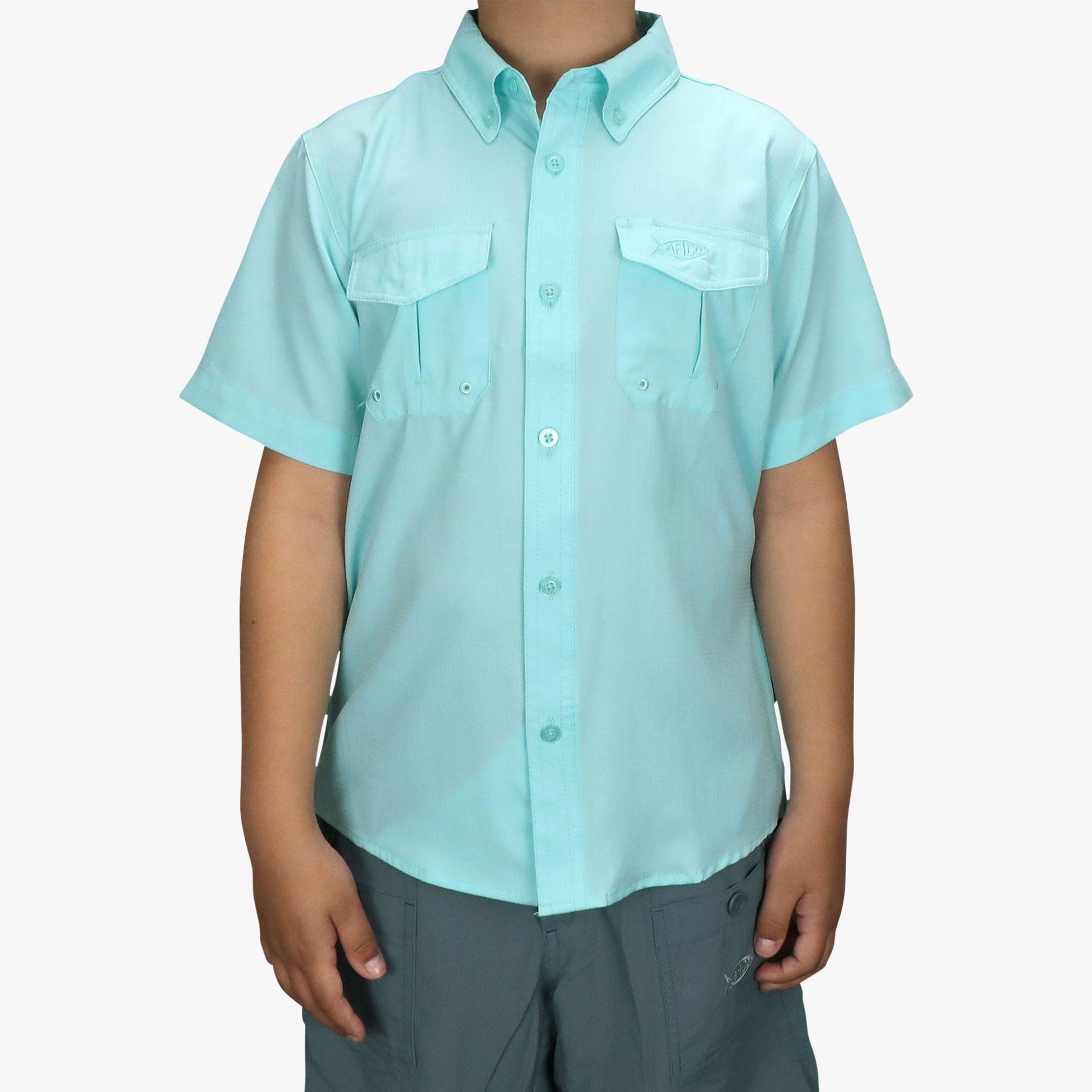 AFTCO Youth Rangle Short Sleeve Woven Tech Tees Navy