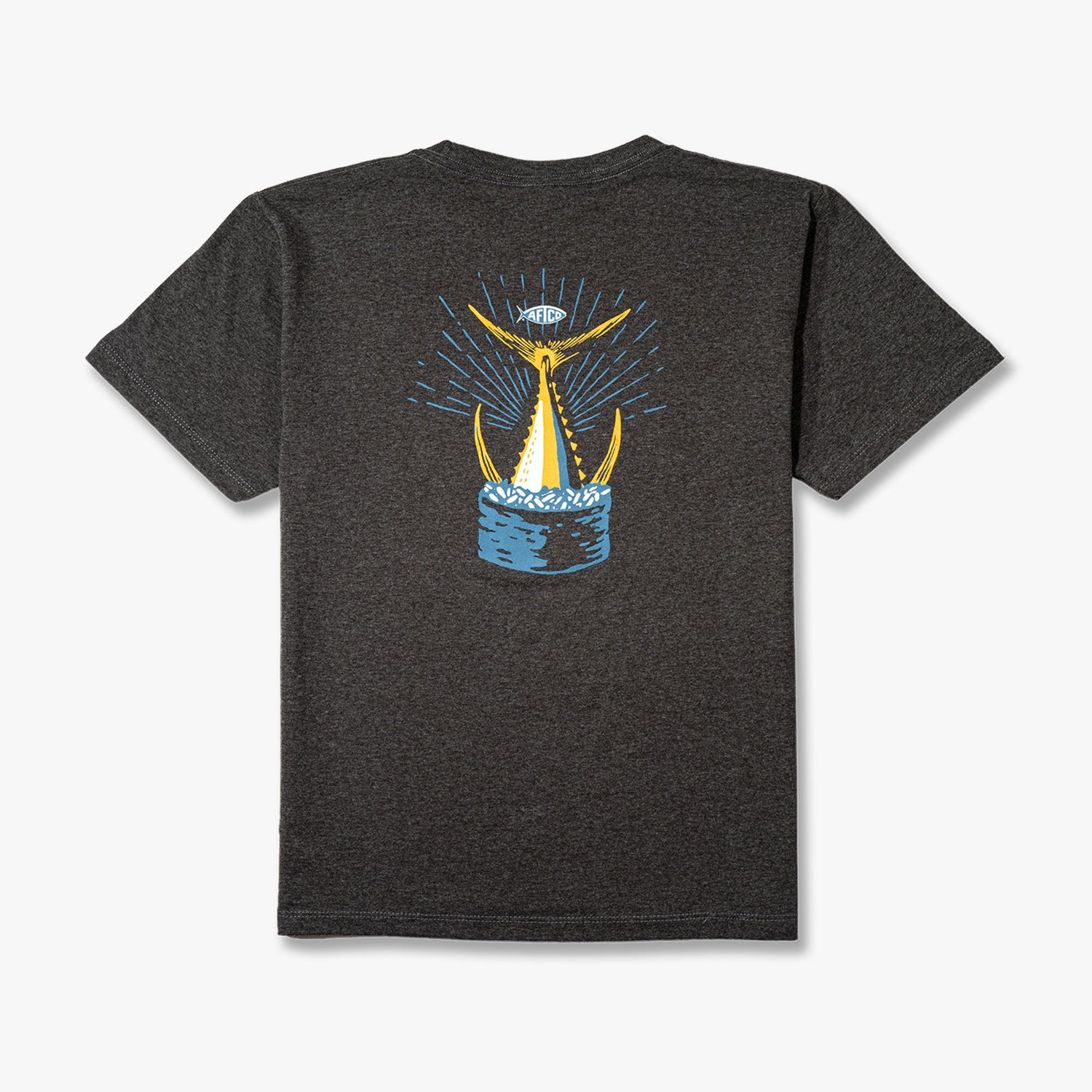 AFTCO Youth Spicy Tuna Roll Short Sleeve T-Shirt Charcoal Heather