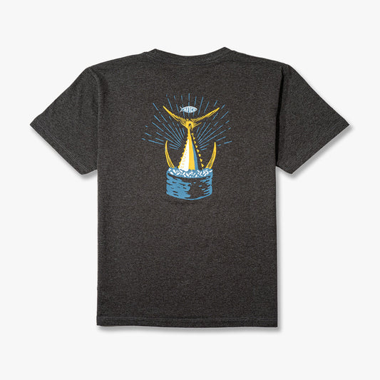 AFTCO Youth Spicy Tuna Roll Short Sleeve T-Shirt Charcoal Heather