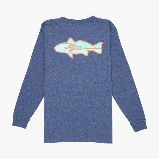 AFTCO Youth Red Hot LS T-Shirt Navy Heather
