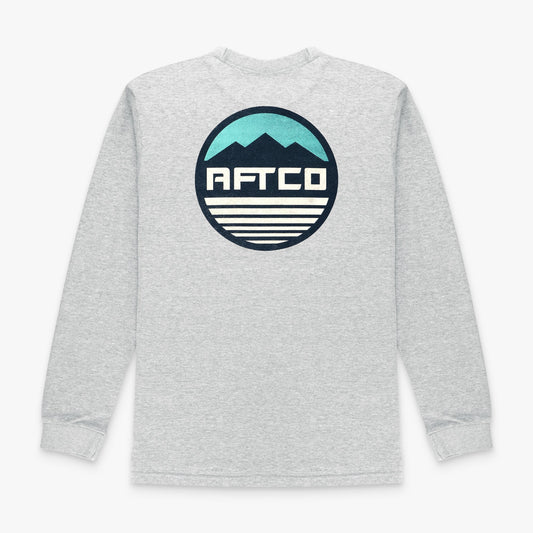 AFTCO Youth Peaks LS Fishing T-Shirt For Kids Athletic Heather
