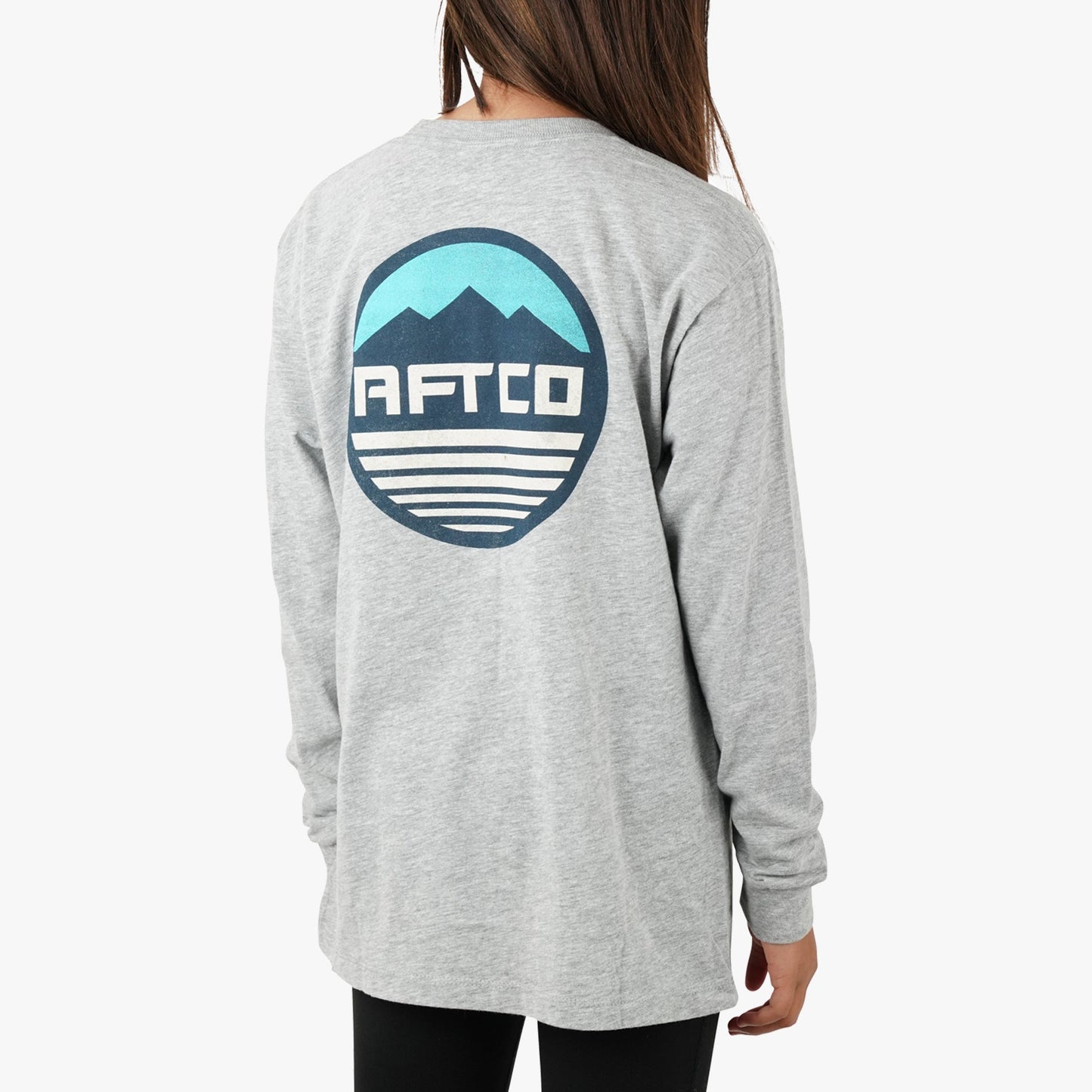 AFTCO Youth Peaks LS Fishing T-Shirt For Kids Athletic Heather