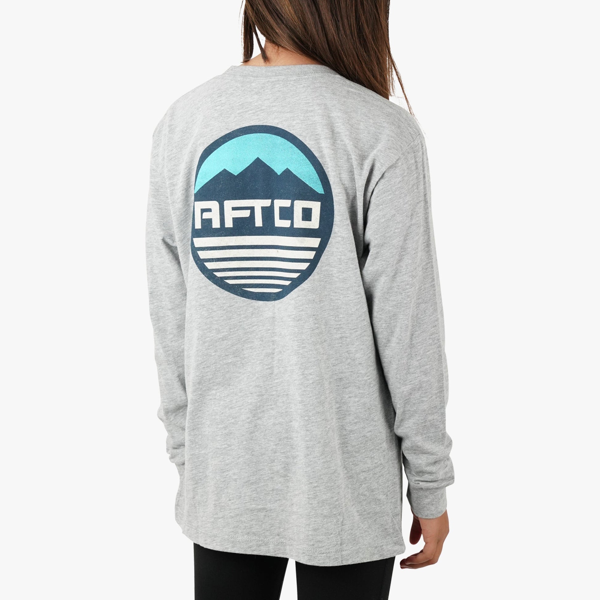 AFTCO Youth Peaks LS Fishing T-Shirt For Kids Athletic Heather