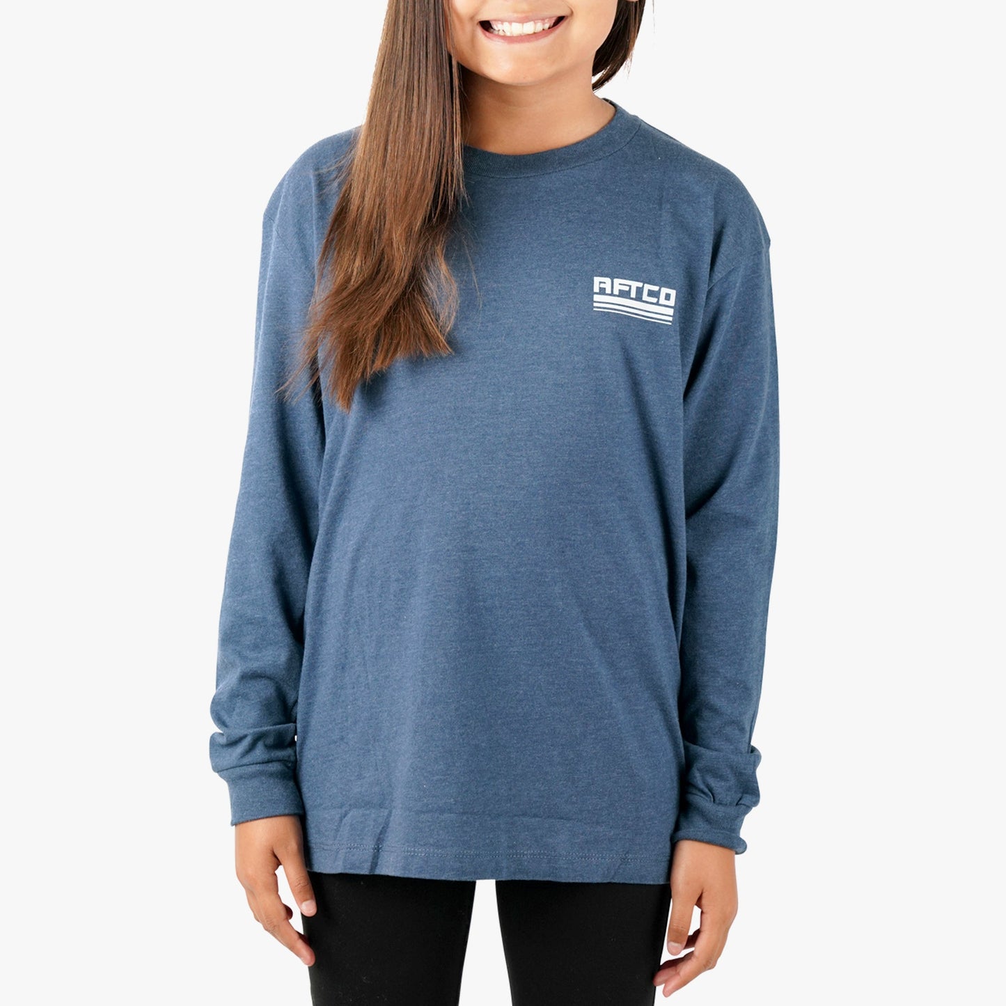 AFTCO Youth Peaks LS Fishing T-Shirt For Kids Athletic Heather