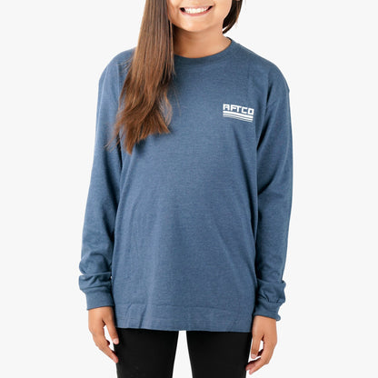 AFTCO Youth Peaks LS Fishing T-Shirt For Kids Athletic Heather
