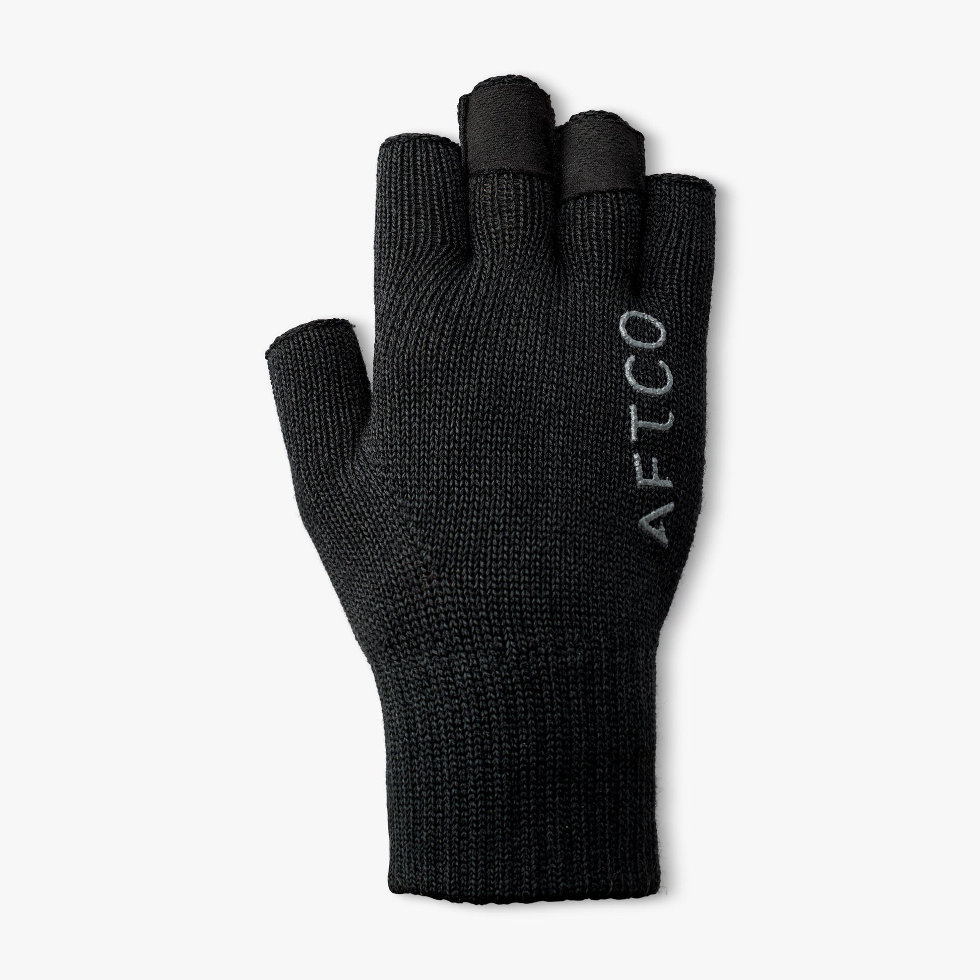 AFTCO Warm Wool Fingerless Cold Weather Fishing Gloves Black