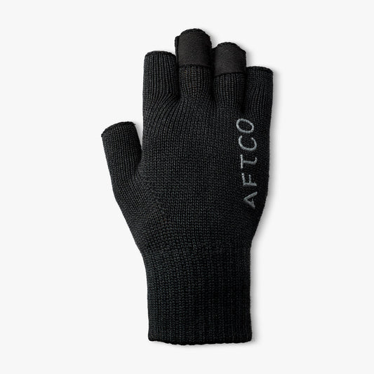 AFTCO Warm Wool Fingerless Cold Weather Fishing Gloves Black