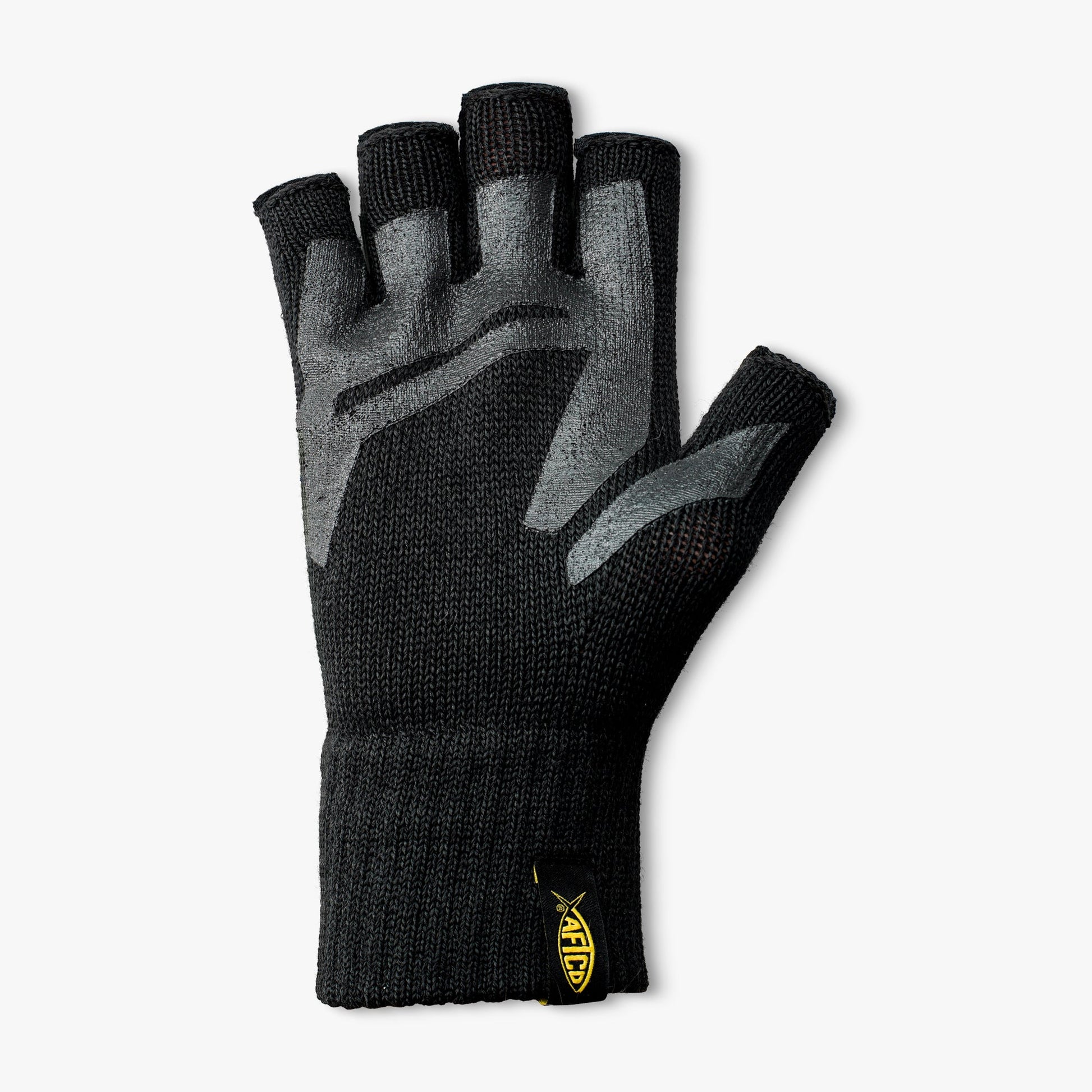 AFTCO Warm Wool Fingerless Cold Weather Fishing Gloves Black
