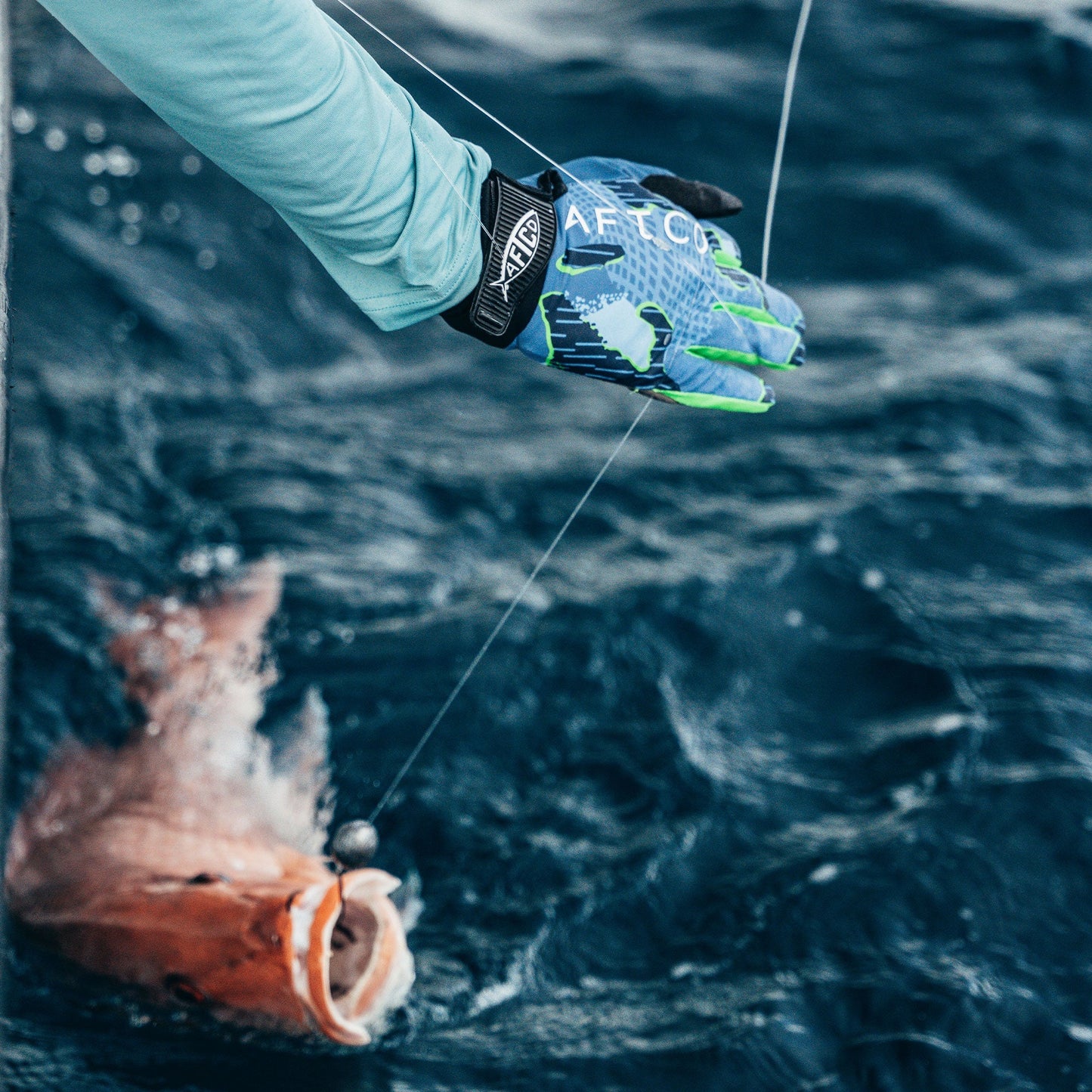 AFTCO JigPro Jigging Gloves Blue