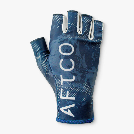 AFTCO Solblok Fingerless Fishing Gloves Naval Storm Camo
