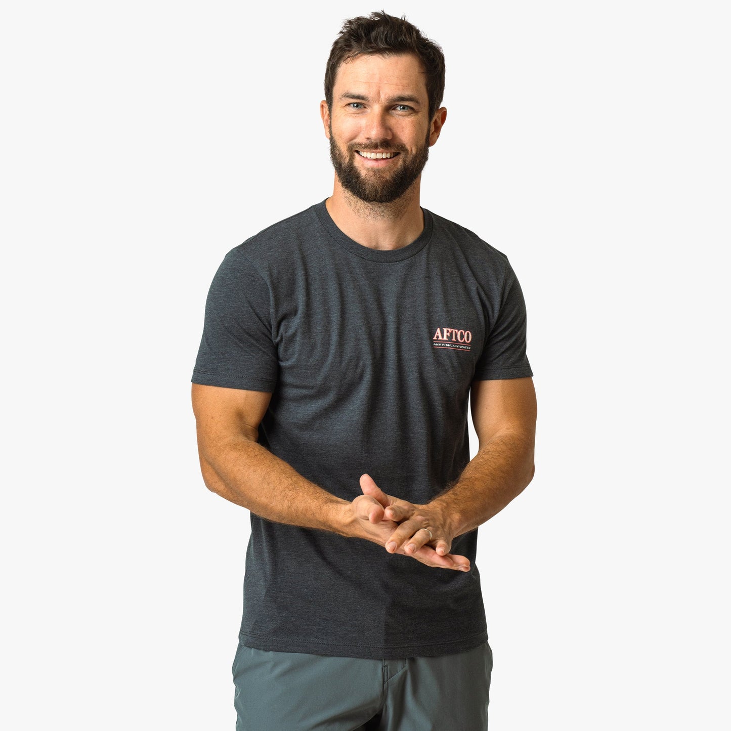 AFTCO Thrasher Short Sleeve Men's Fishing T-Shirt Charcoal Heather