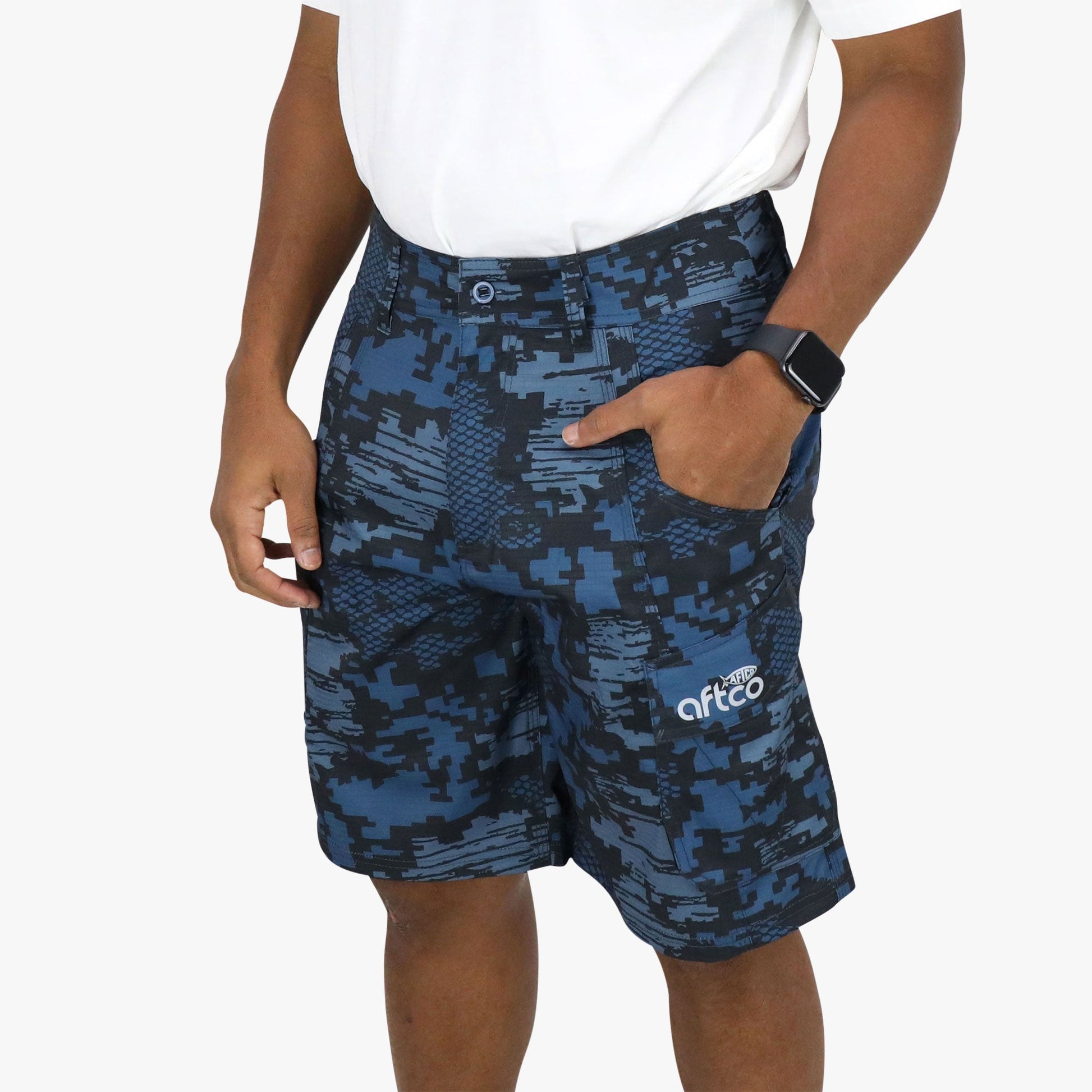 AFTCO Tactical Camo Fishing Shorts - AFTCO Navy Digi Camo