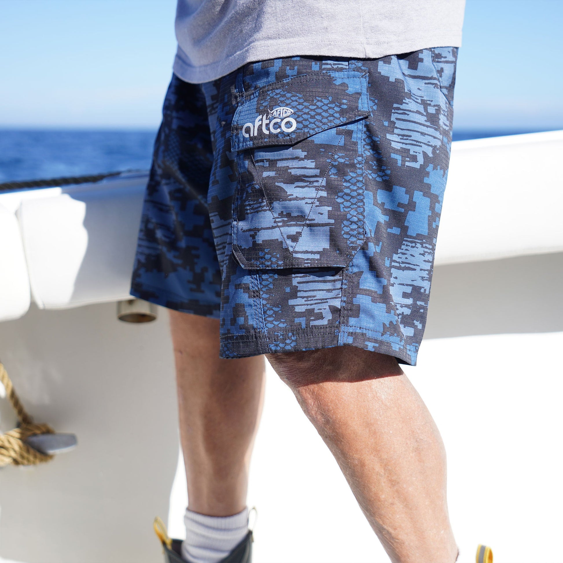 AFTCO Tactical Camo Fishing Shorts - AFTCO Navy Digi Camo