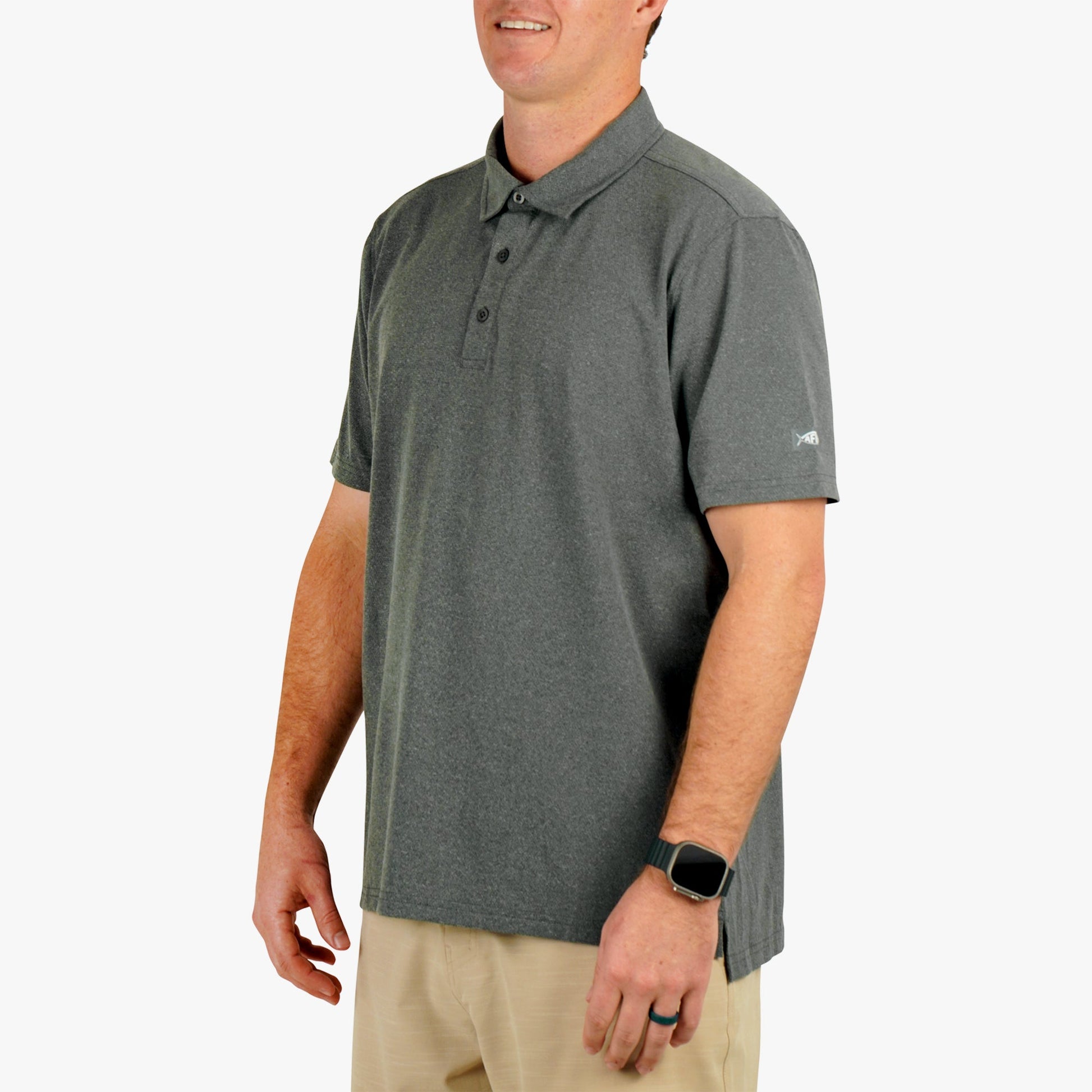 AFTCO Air O Mesh Performance Polo Charcoal Heather
