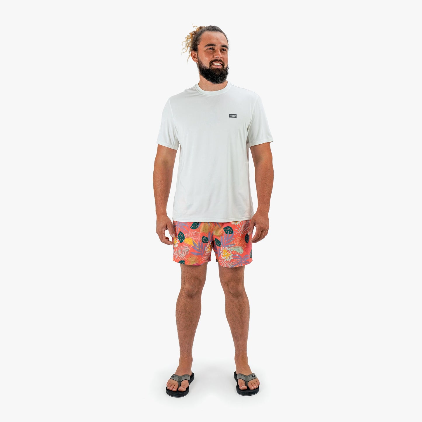 AFTCO Strike Printed Swim Trunks Coral