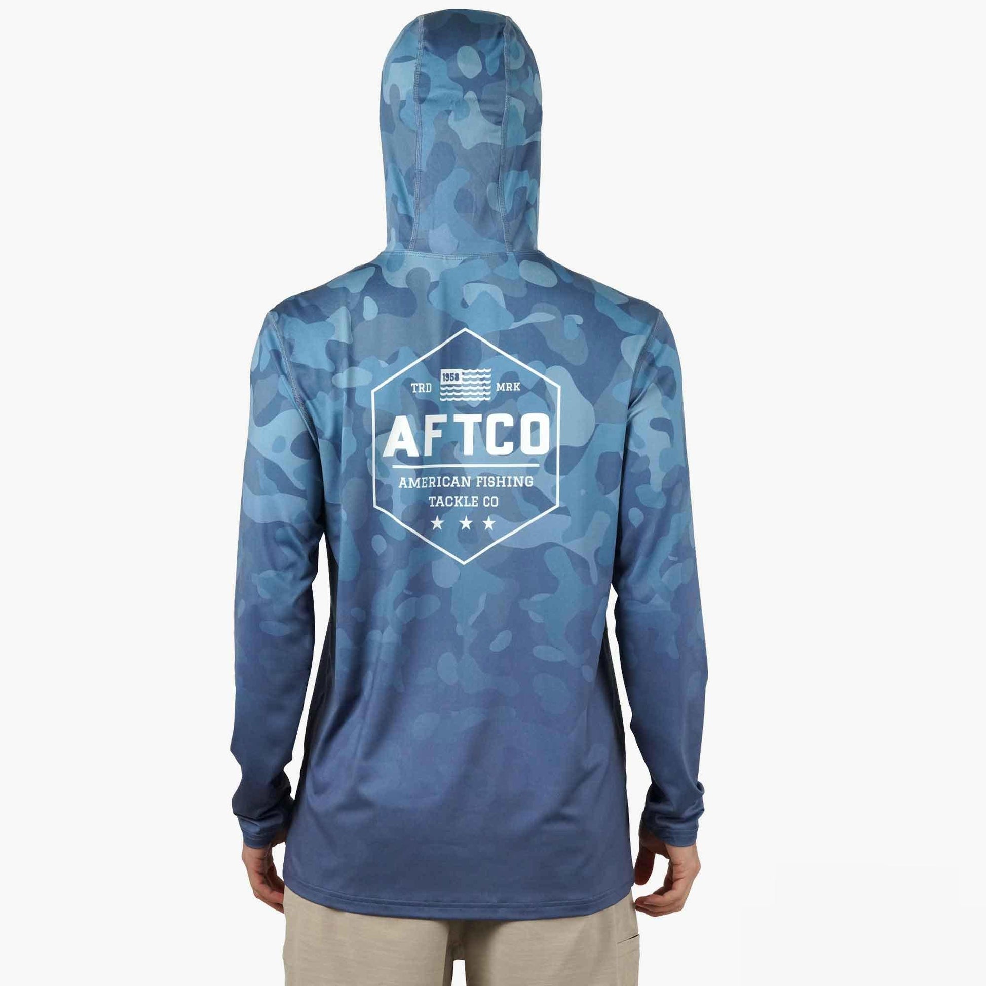 AFTCO OG Camo UVX LS Hooded Fishing Shirt Air Force OG Camo