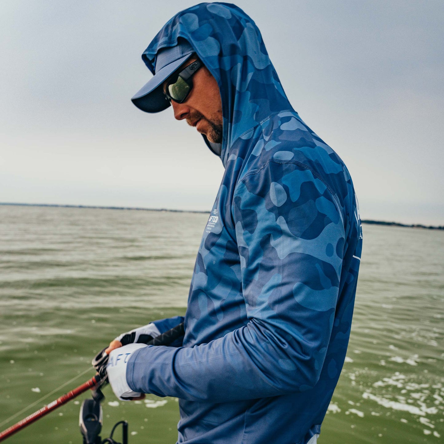 AFTCO OG Camo UVX LS Hooded Fishing Shirt Air Force OG Camo