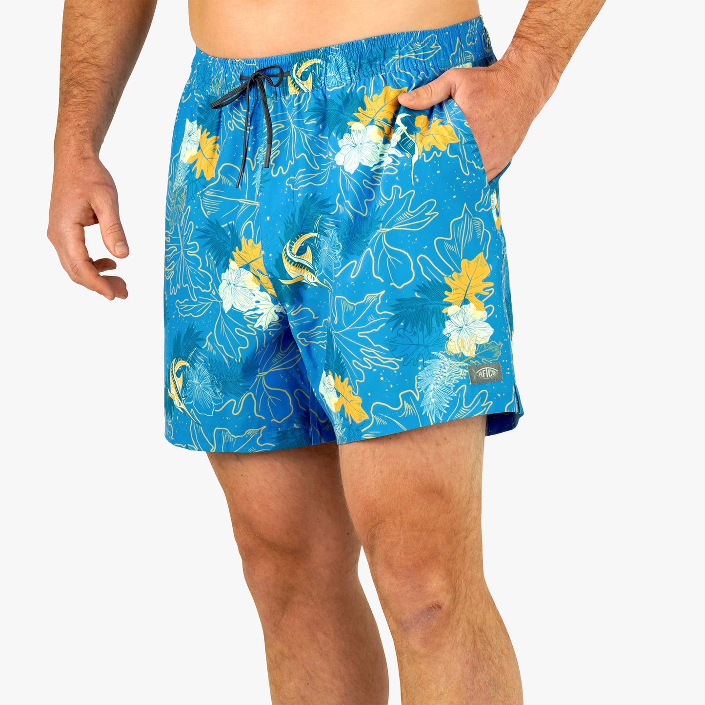 AFTCO Strike Printed Swim Trunks Blue Water