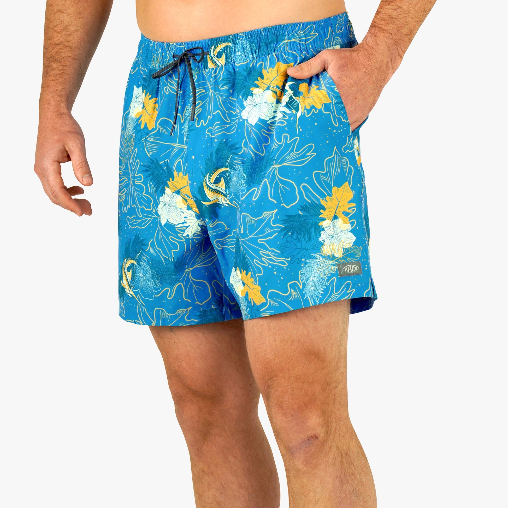 AFTCO Strike Printed Swim Trunks Blue Water