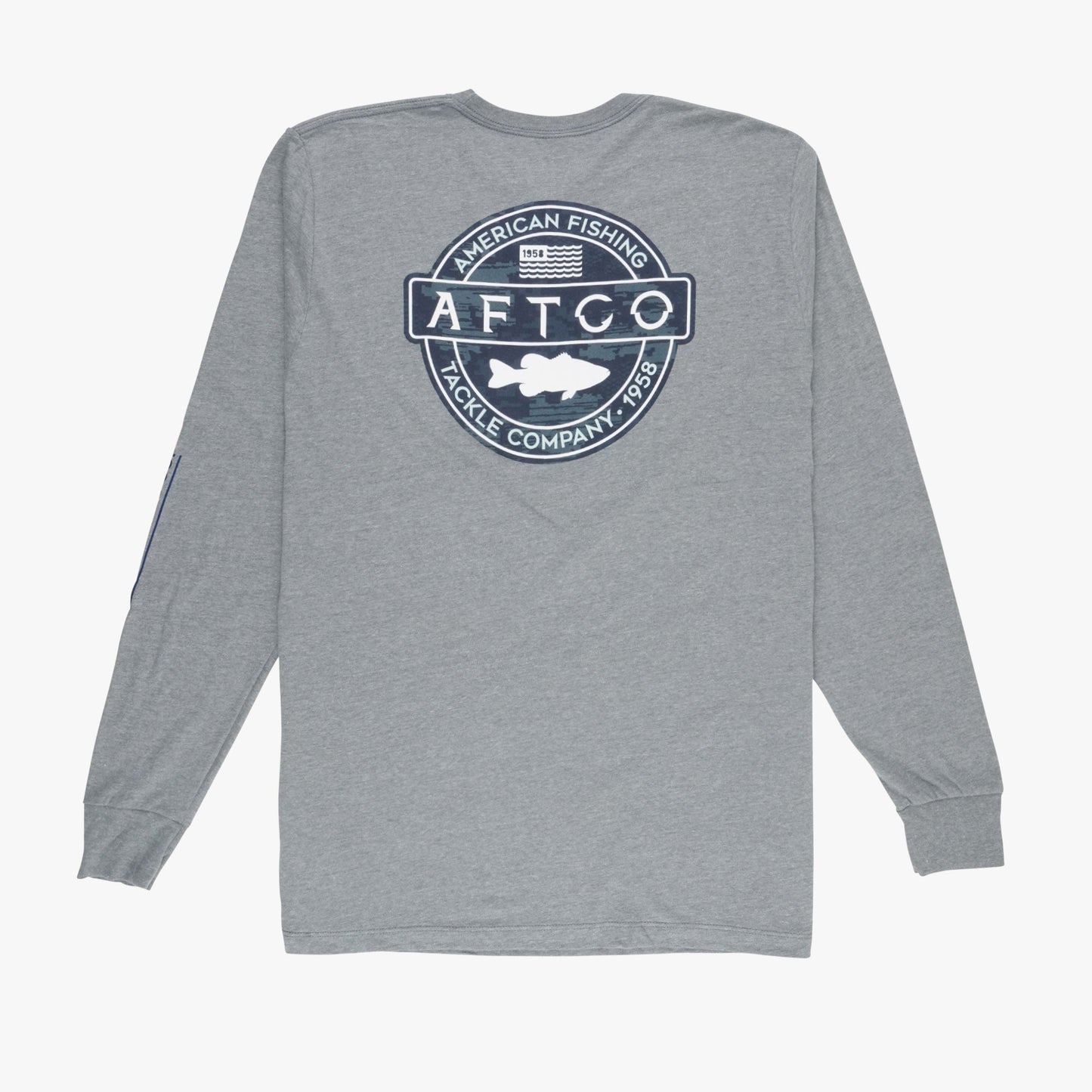 AFTCO Bass Patch LS T-Shirt Graphite Heather