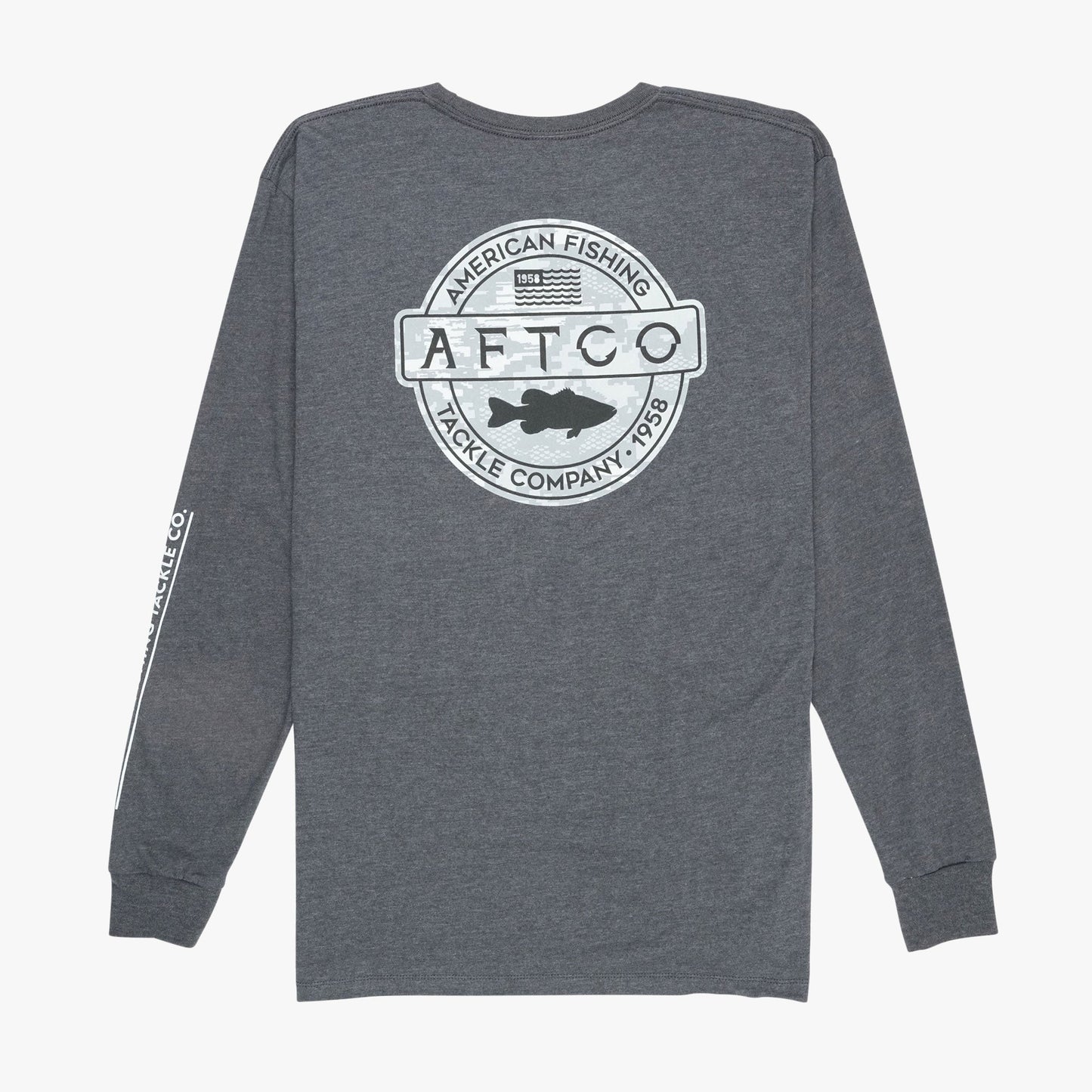 AFTCO Bass Patch LS T-Shirt Graphite Heather