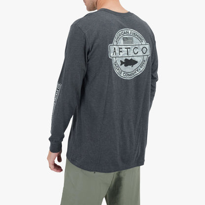 AFTCO Bass Patch LS T-Shirt Graphite Heather