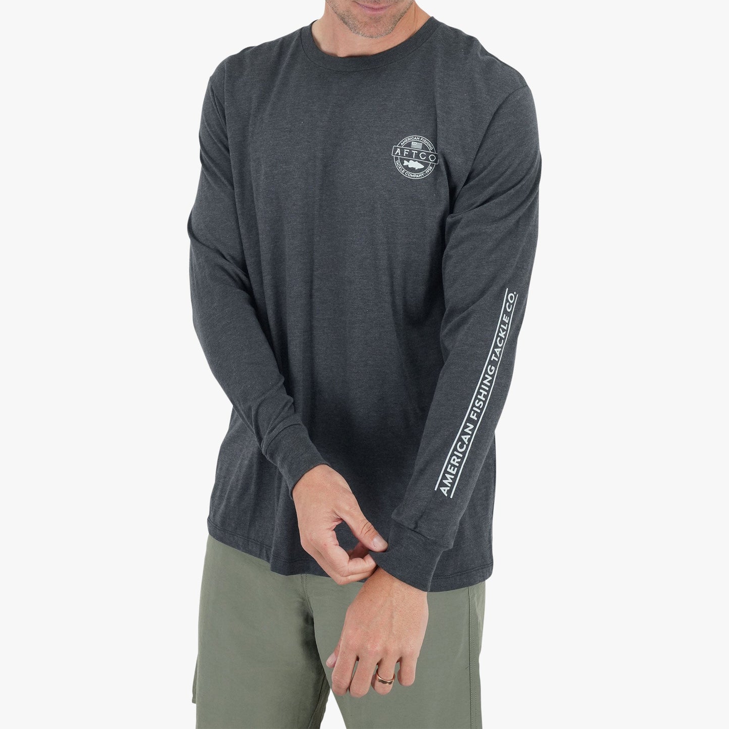 AFTCO Bass Patch LS T-Shirt Graphite Heather