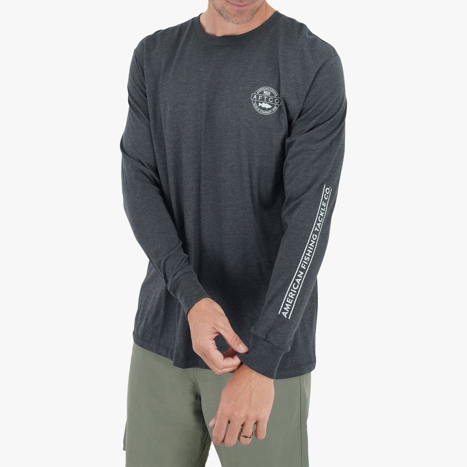 AFTCO Bass Patch LS T-Shirt Graphite Heather