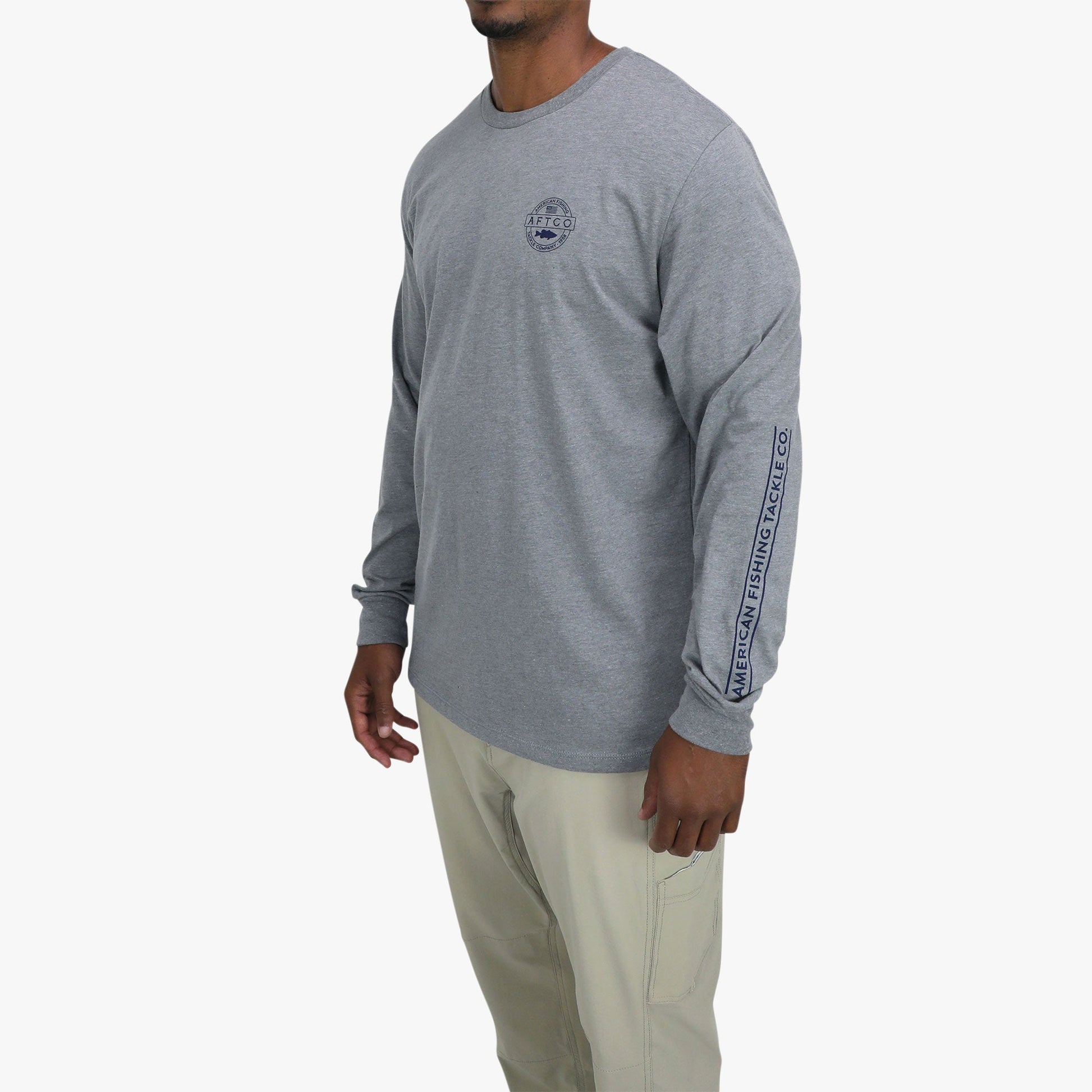 AFTCO Bass Patch LS T-Shirt Graphite Heather