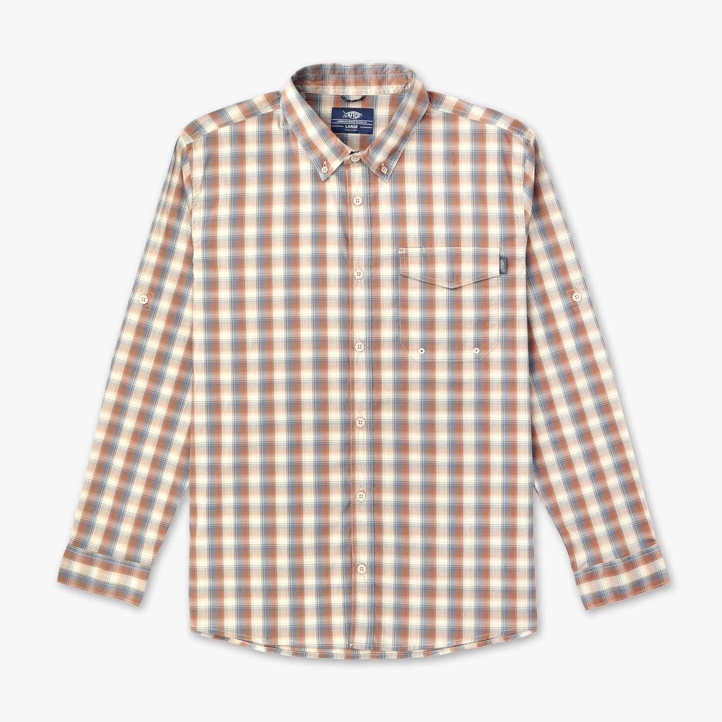 AFTCO Portside LS Button Down Fishing Shirt Jade Dust