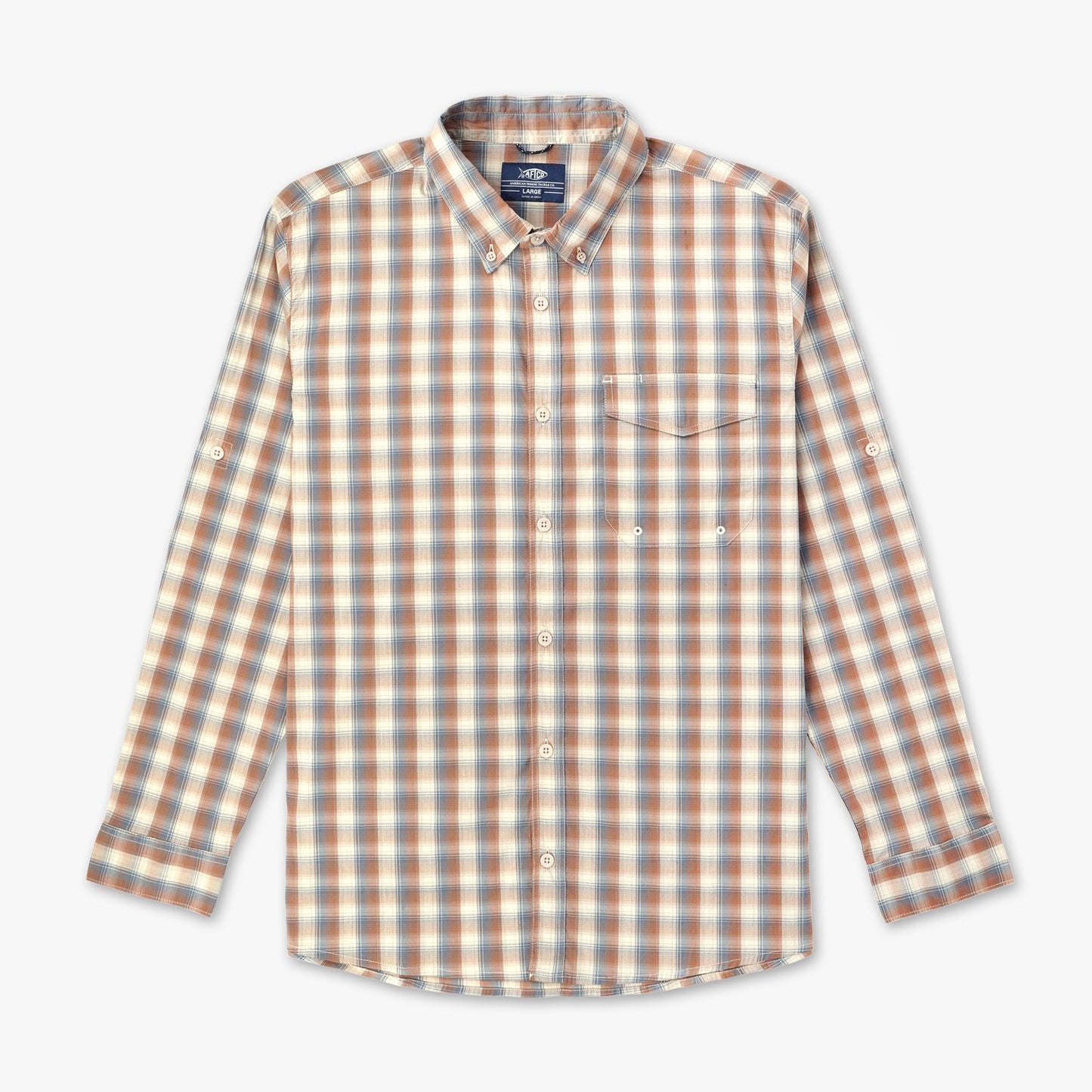 AFTCO Portside LS Button Down Fishing Shirt Jade Dust